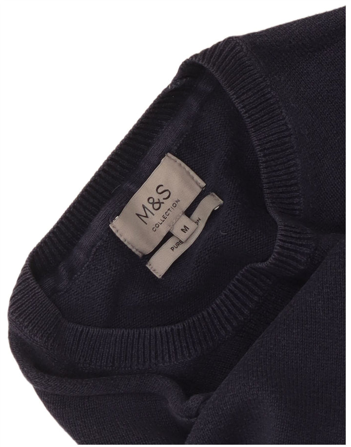 Marks & Spencer Mens Crew Neck Jumper Sweater Medium Navy Blue Cotton