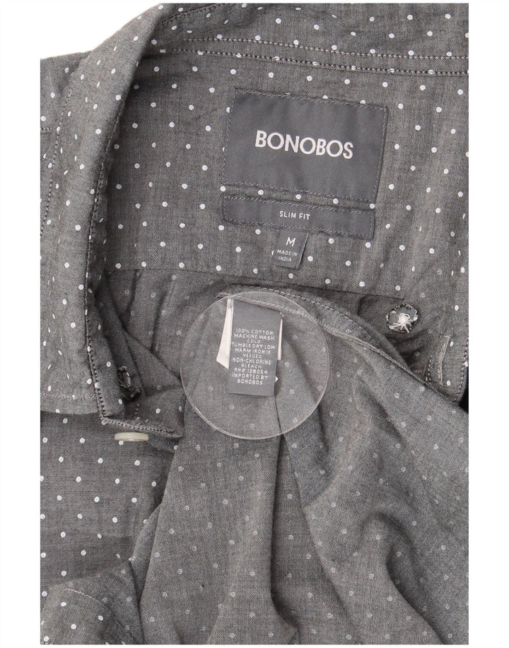 BONOBOS Mens Slim Fit Shirt Medium Grey Spotted Cotton