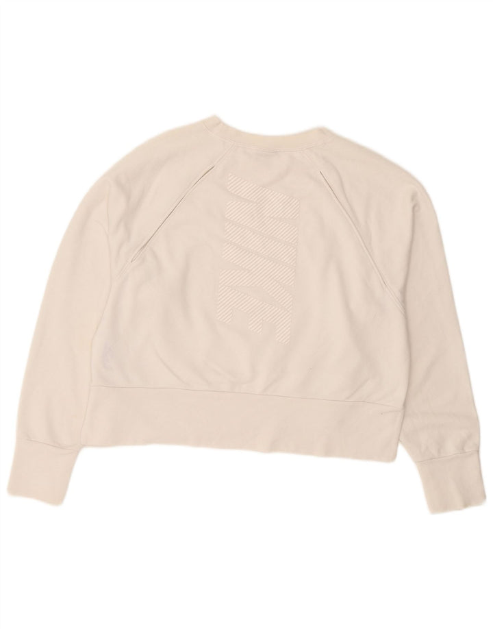 Nike Womens Crop Sweatshirt Jumper UK 14 Medium White Polyester