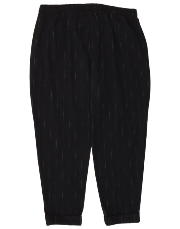 Marks & Spencer Womens Cropped Trousers UK 18 XL W38 L26 Black Striped