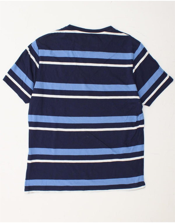 LYLE & SCOTT Mens T-Shirt Top Medium Navy Blue Striped Cotton