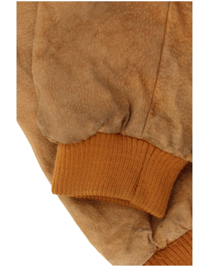 TALLY HO Womens Oversized Crop Suede Bomber Jacket UK 10 Small Brown