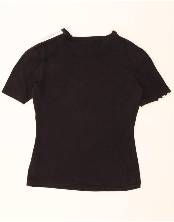 ADIDAS Womens T-Shirt Top UK 12 Medium Black Cotton