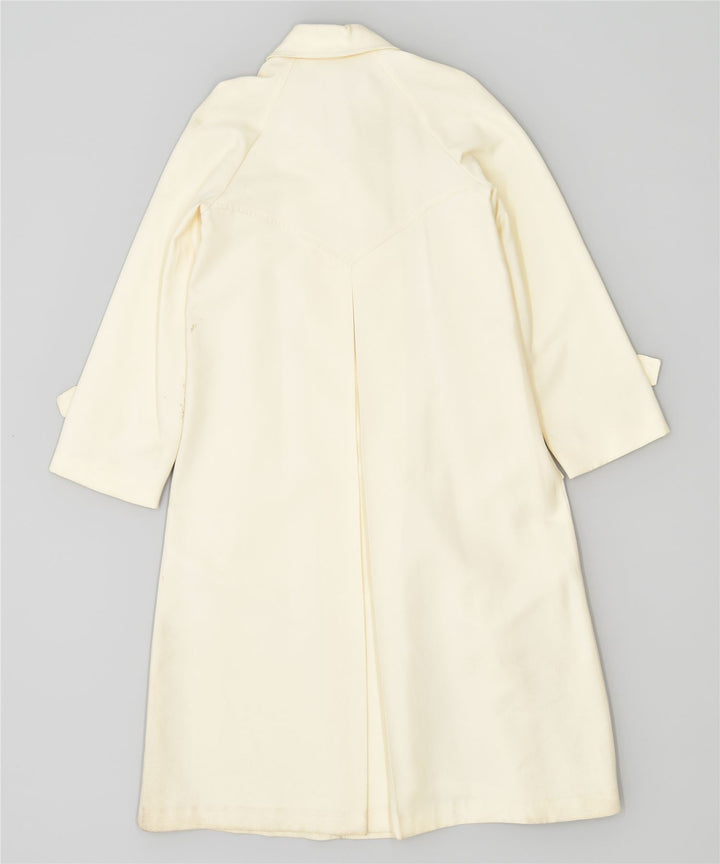 VINTAGE Womens Overcoat UK 4 XS Off White