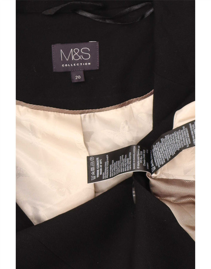 Marks & Spencer Womens 1 Button Blazer Jacket UK 20 2XL Black Polyester