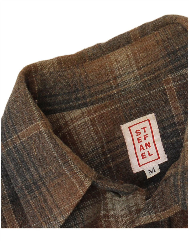 Stefanel Mens Flannel Shirt Medium Brown Check