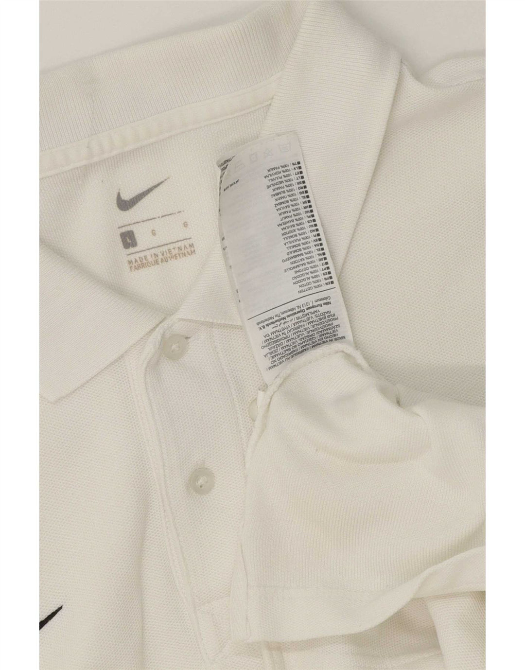 Nike Mens Polo Shirt Large White Cotton