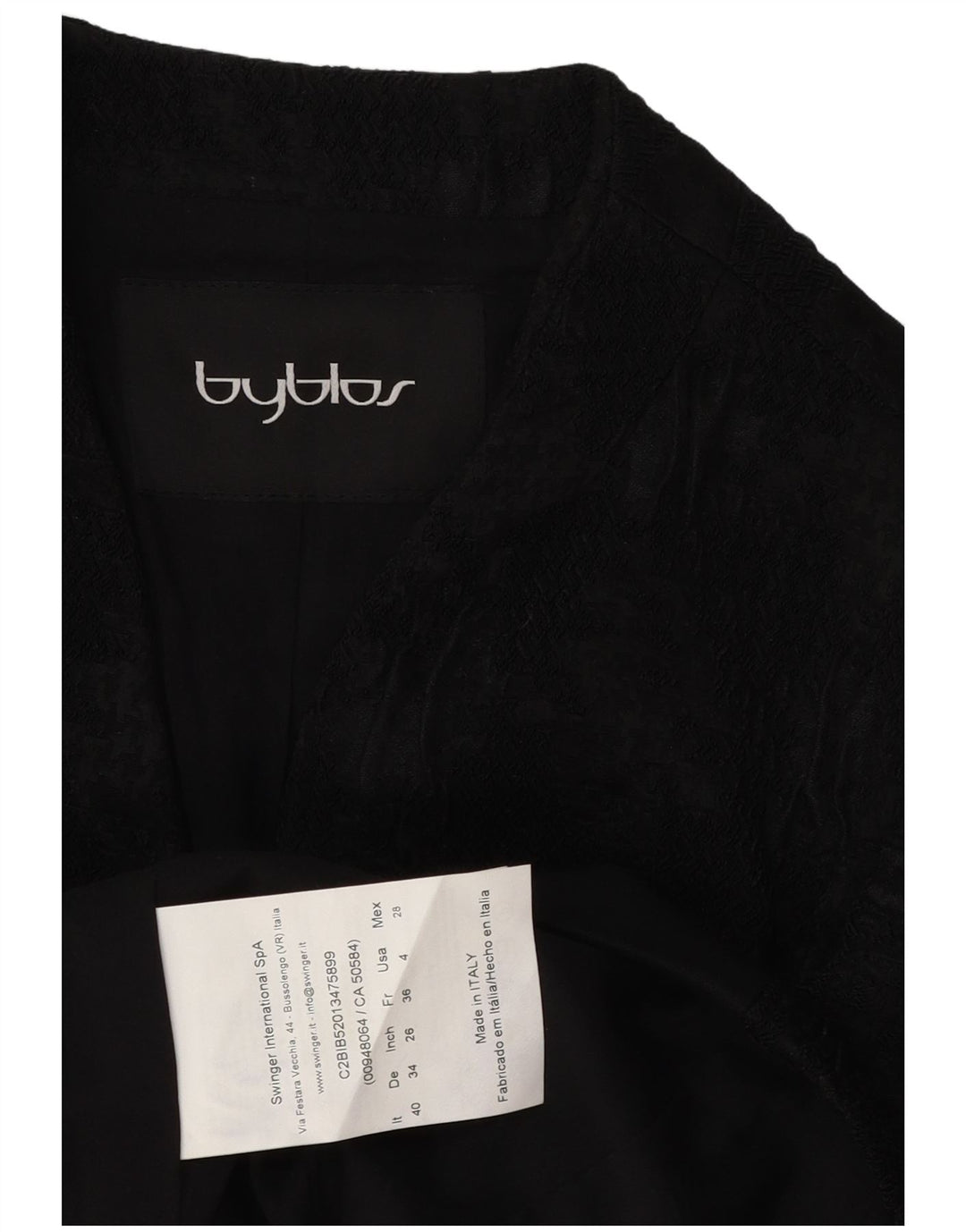 BYBLOS Womens Blazer Jacket IT 40 Small Black Colourblock Acetate