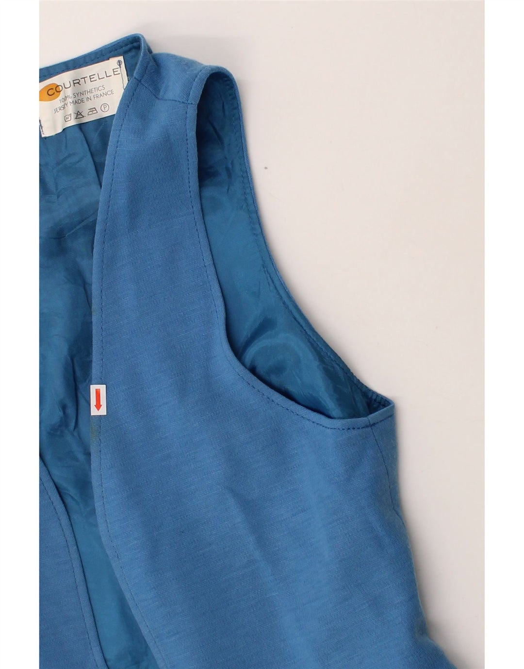 VINTAGE Womens Sleeveless Open Blazer Jacket UK 12 Medium Blue Synthetic Vintage Vintage and Second-Hand Vintage from Messina Hembry 