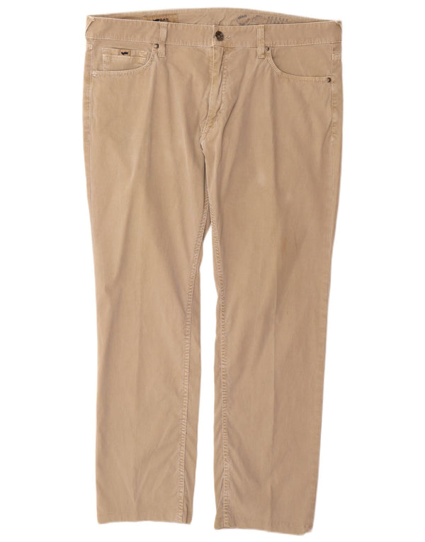 GAS Mens Straight Casual Trousers W40 L30 Beige Cotton