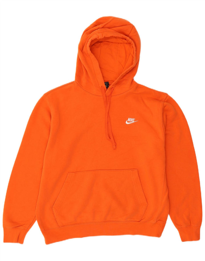 NIKE Mens Hoodie Jumper Large Orange Cotton