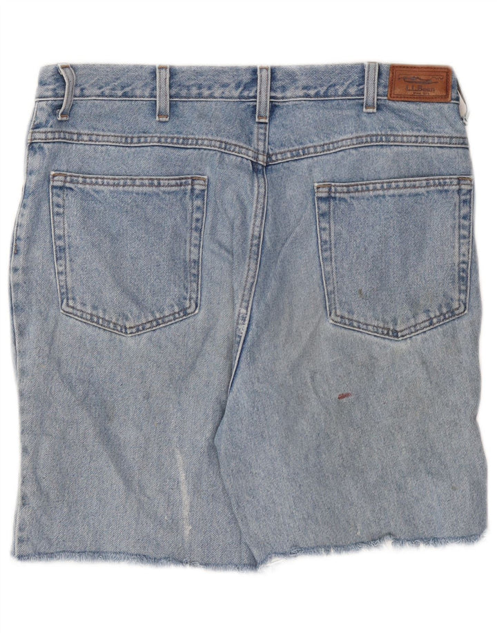 L.L.BEAN Mens Denim Shorts W34 Large Blue Cotton