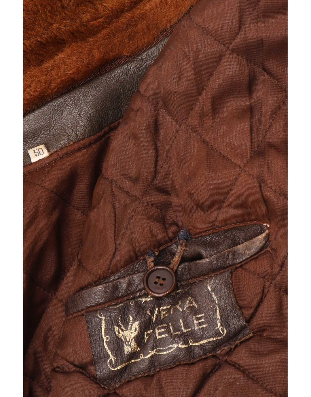 Vintage Mens Leather Jacket IT 50 Large Brown