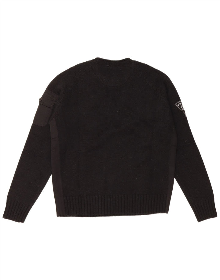 Gas Mens Crew Neck Jumper Sweater Large Black Wool