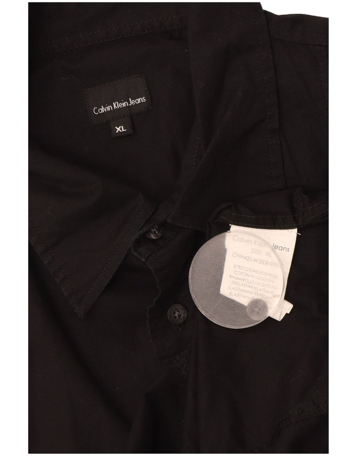 CALVIN KLEIN JEANS Mens Short Sleeve Shirt XL Black Cotton