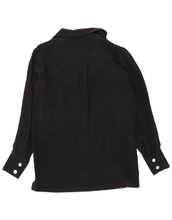 Spazio Womens Oversized Shirt Blouse UK 10 Small Black Silk