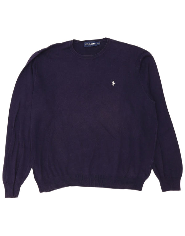 Polo Ralph Lauren Mens Crew Neck Jumper Sweater 2XL Navy Blue Cotton