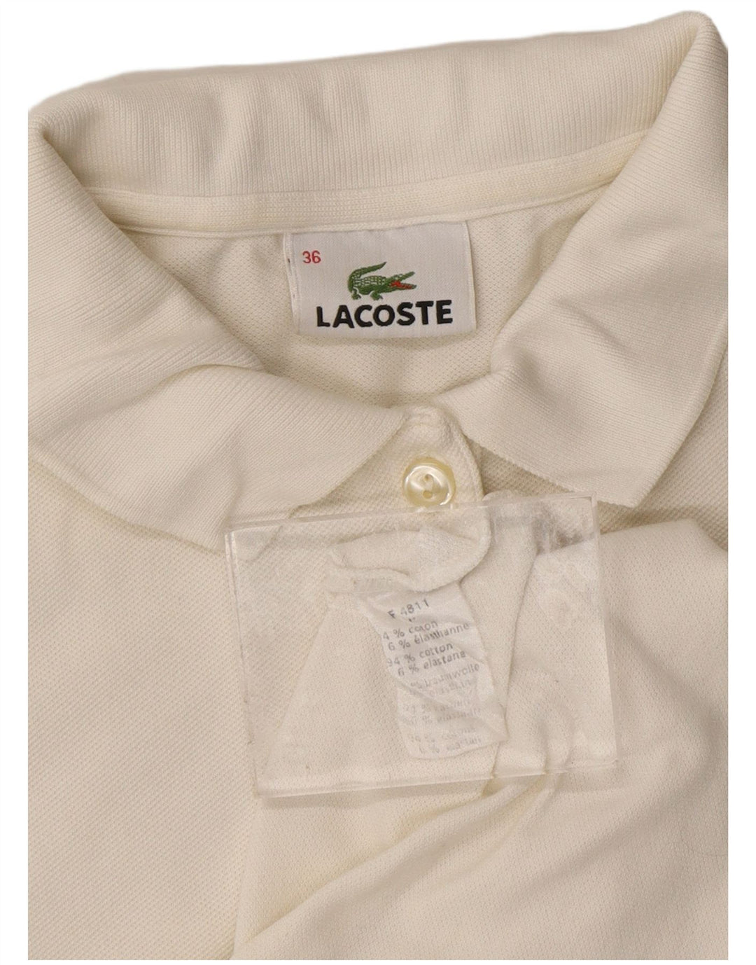 LACOSTE Womens Polo Shirt Size 36 Small White Cotton