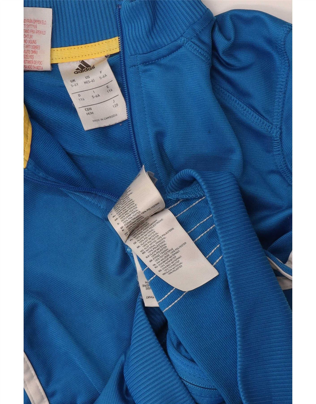 Adidas Boys Tracksuit Top Jacket 5-6 Years Blue Polyester