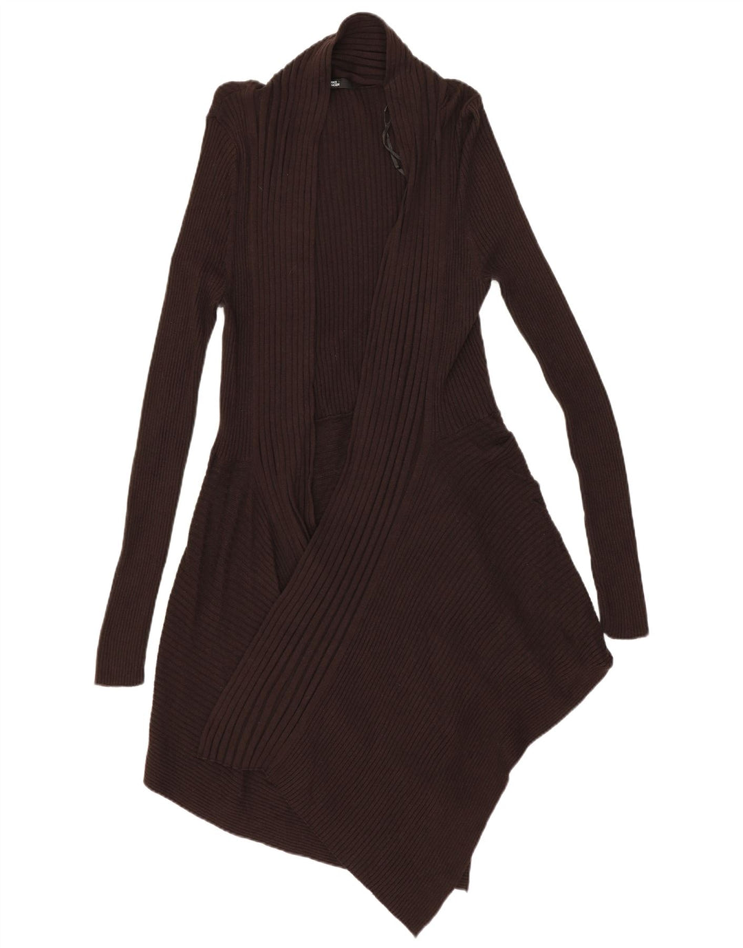 MARKS & SPENCER Womens Longline Open Cardigan Sweater UK 12 Medium Brown