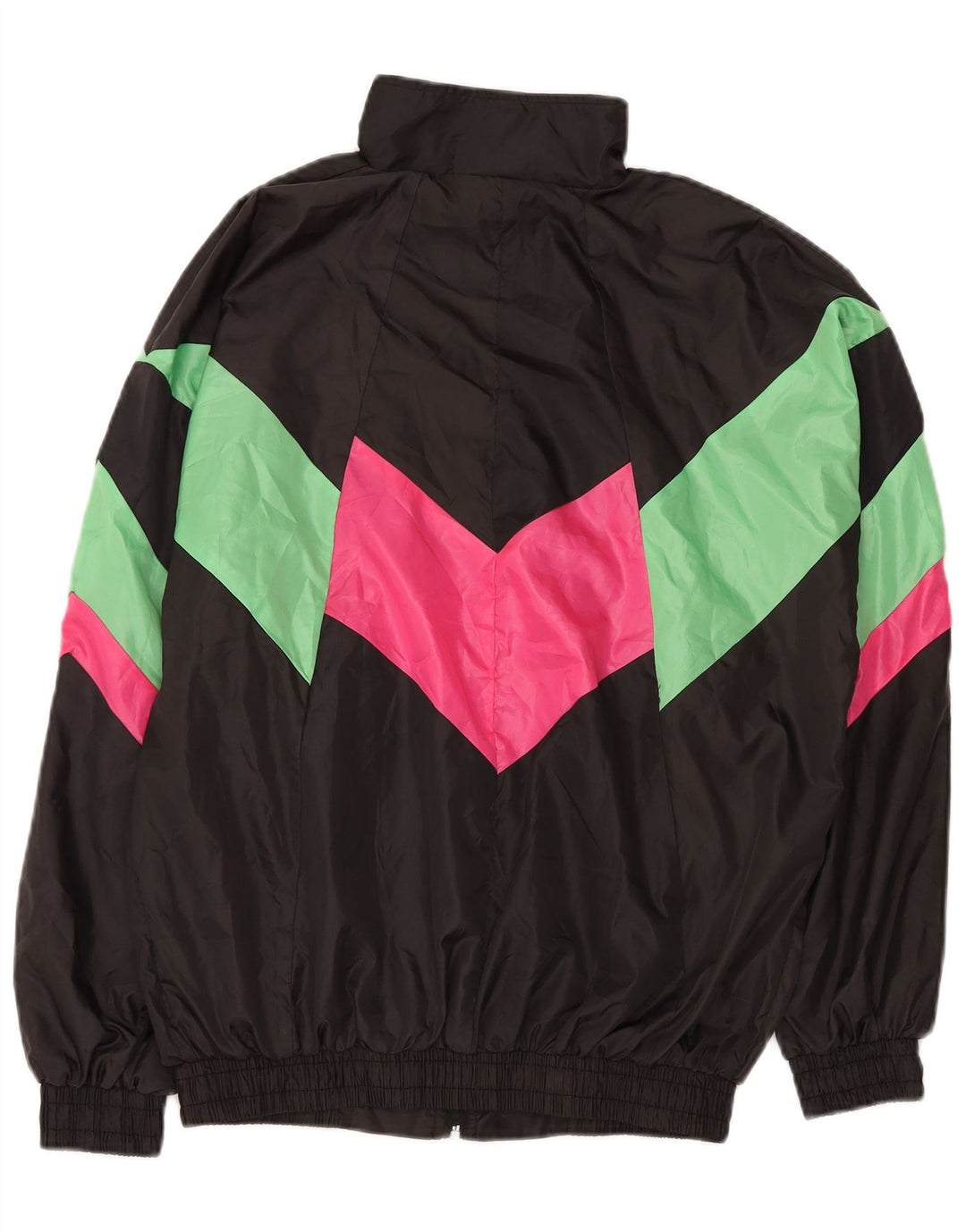 Vintage Mens Tracksuit Top Jacket XL Black Colourblock Polyester