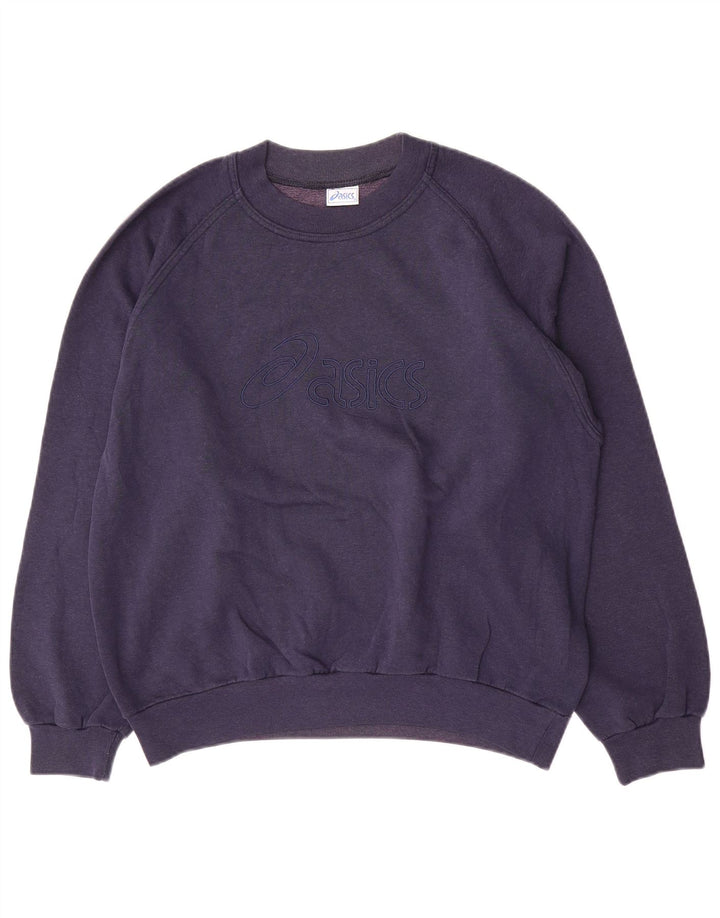 Asics Mens Sweatshirt Jumper Small Navy Blue Cotton