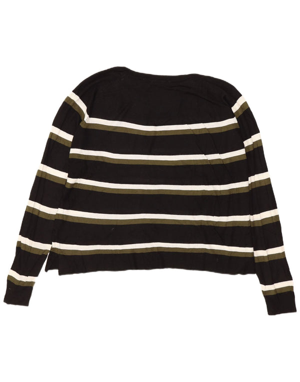Zara Womens Oversized Boat Neck Jumper Sweater UK 16 Large Black Striped