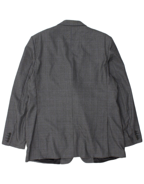 AQUASCUTUM Mens 3 Button Blazer Jacket UK 48 4XL Grey Check Wool