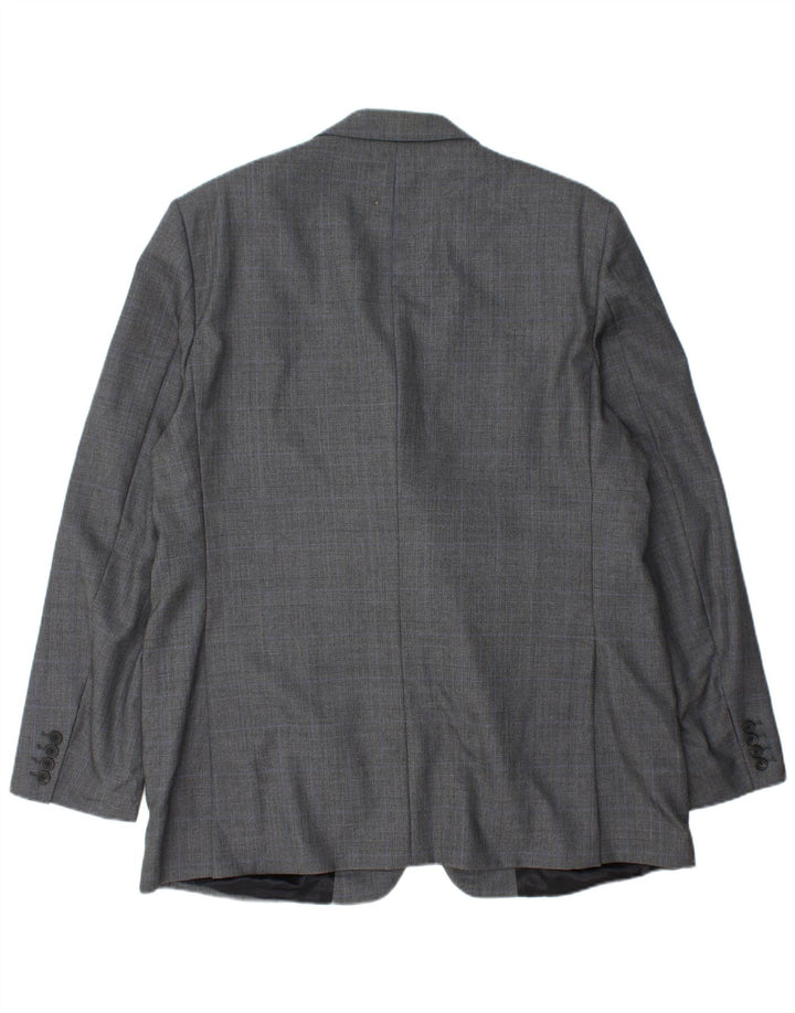AQUASCUTUM Mens 3 Button Blazer Jacket UK 48 4XL Grey Check Wool