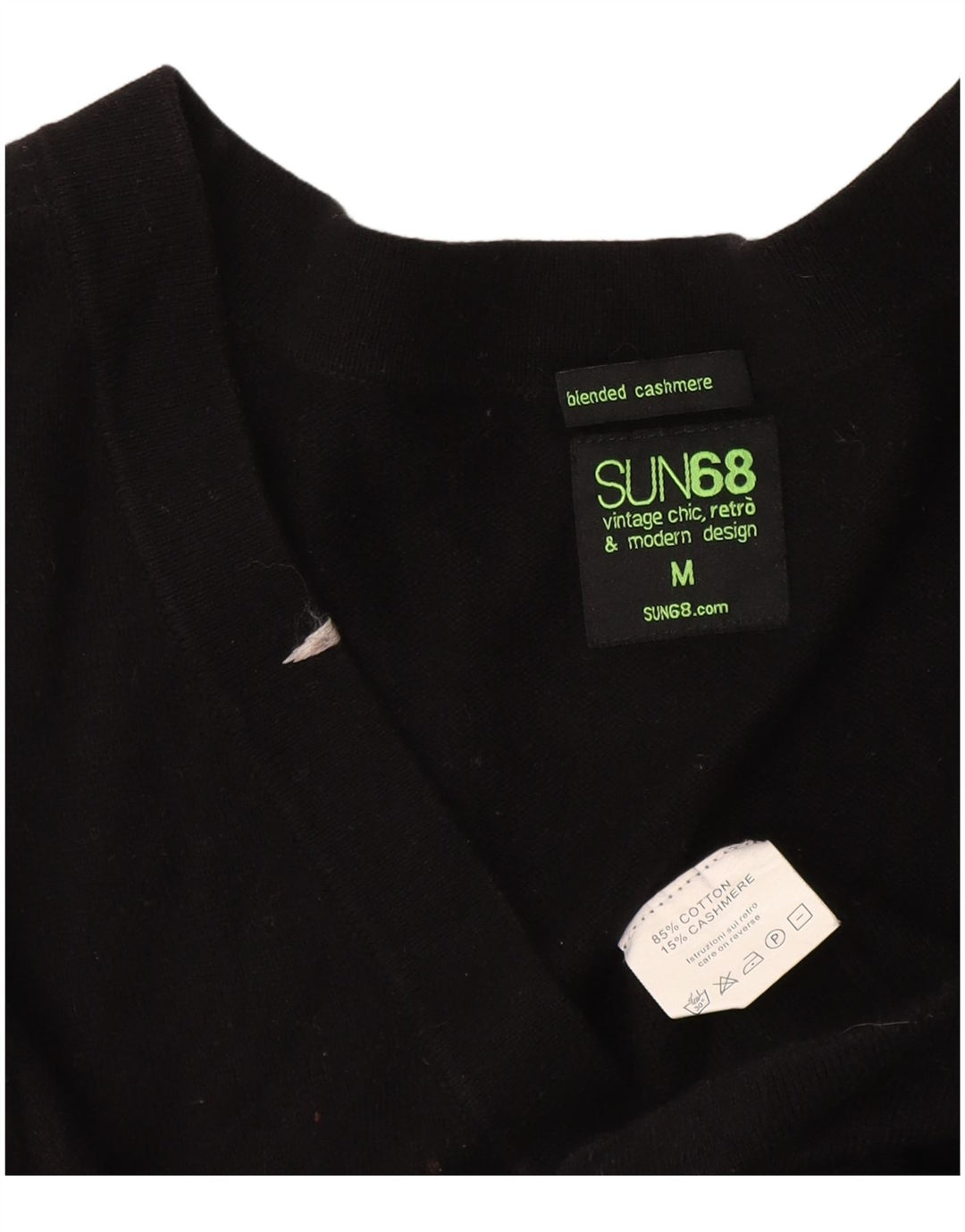 Sun68 Womens Longline Cardigan Sweater UK 12 Medium Black Cotton