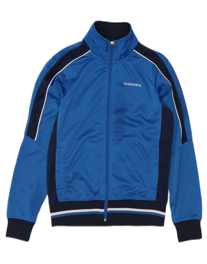 DIADORA Mens Tracksuit Top Jacket Small Blue Colourblock Polyester