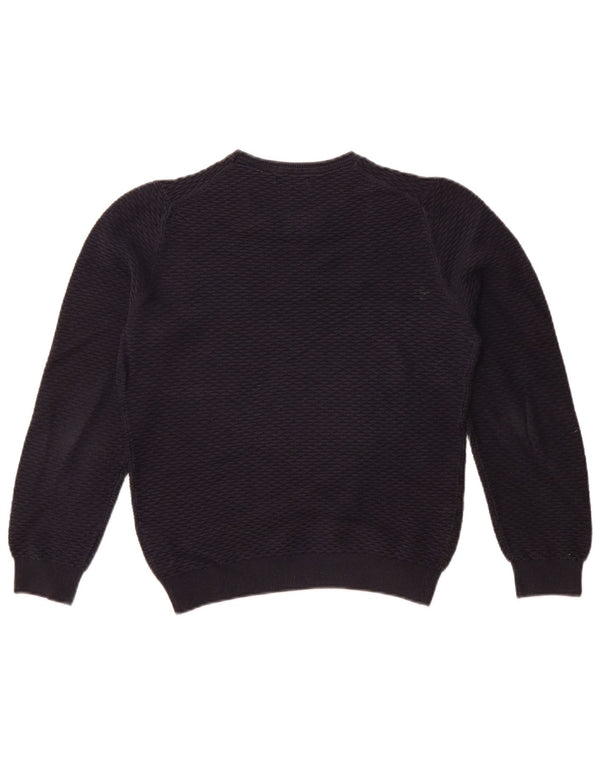 MASSIMO DUTTI Womens Boat Neck Jumper Sweater UK 10 Small Navy Blue Cotton