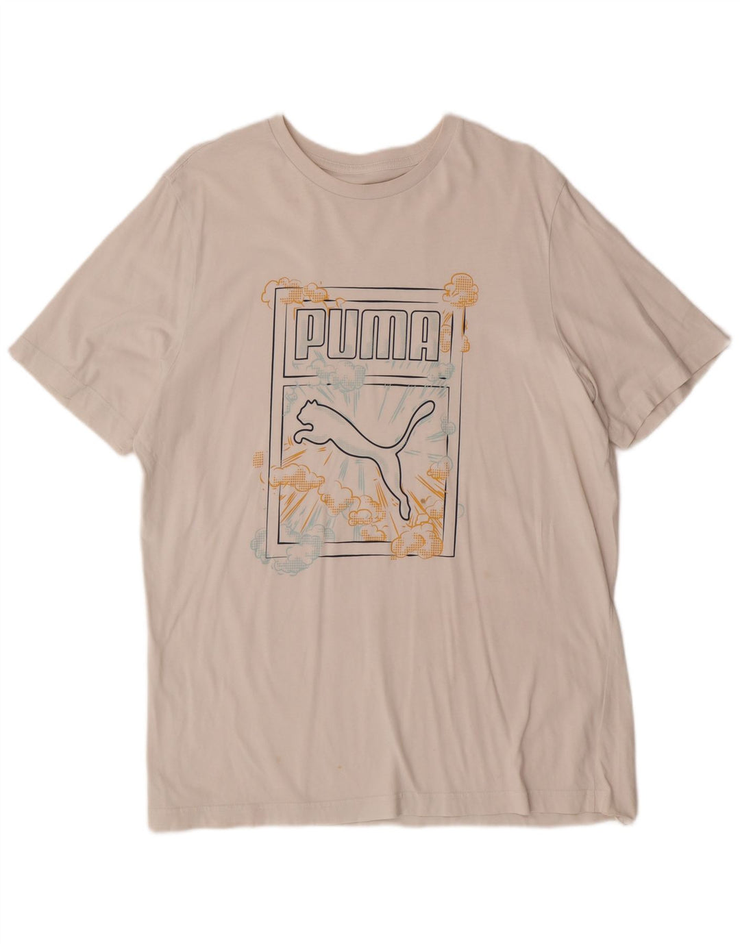 PUMA Mens Graphic T-Shirt Top Large White