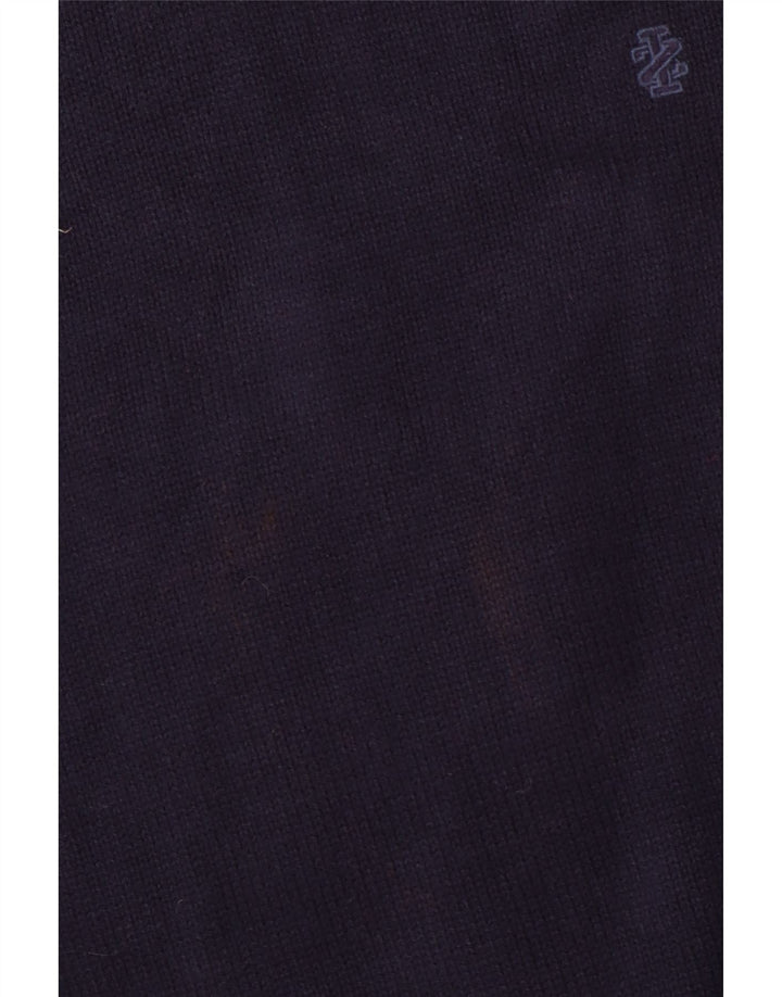 IZOD Mens V-Neck Jumper Sweater Large Navy Blue Cotton