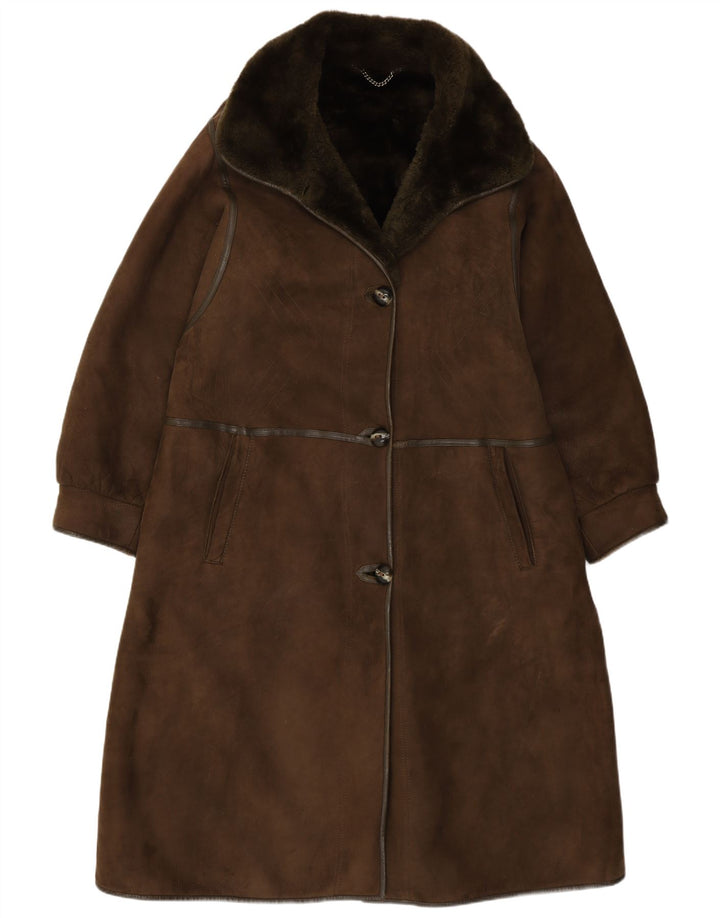 Vintage Womens Shearling Shearling Coat IT 50 XL Brown Shearling