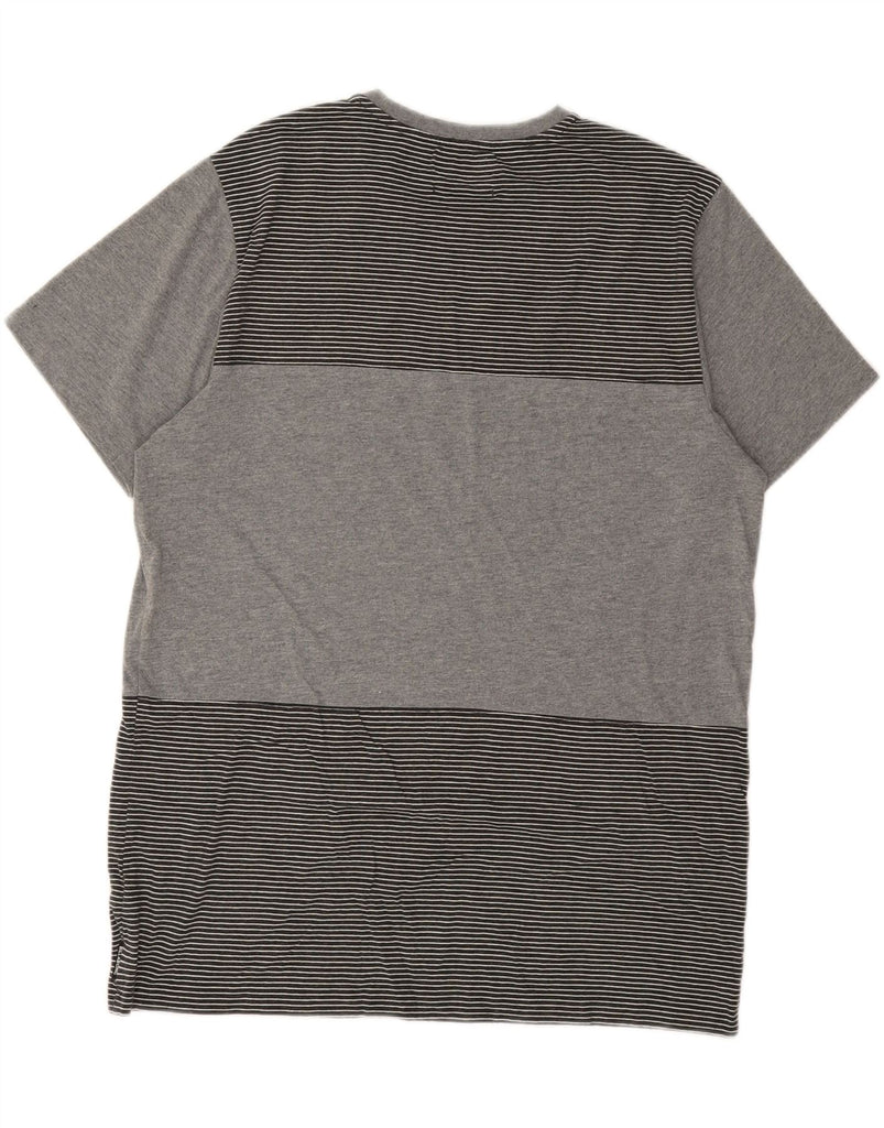 BILLABONG Mens Tailored Fit T-Shirt Top Large Grey Striped Cotton Vintage Billabong and Second-Hand Billabong from Messina Hembry 
