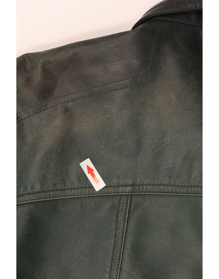 Vintage Mens Leather Jacket IT 58 4XL Green Leather