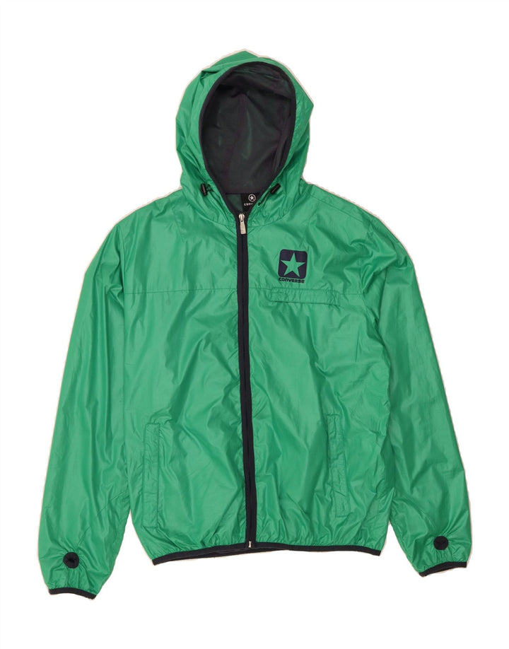 CONVERSE Mens Hooded Rain Jacket UK 36 Small Green Polyester Vintage Converse and Second-Hand Converse from Messina Hembry 