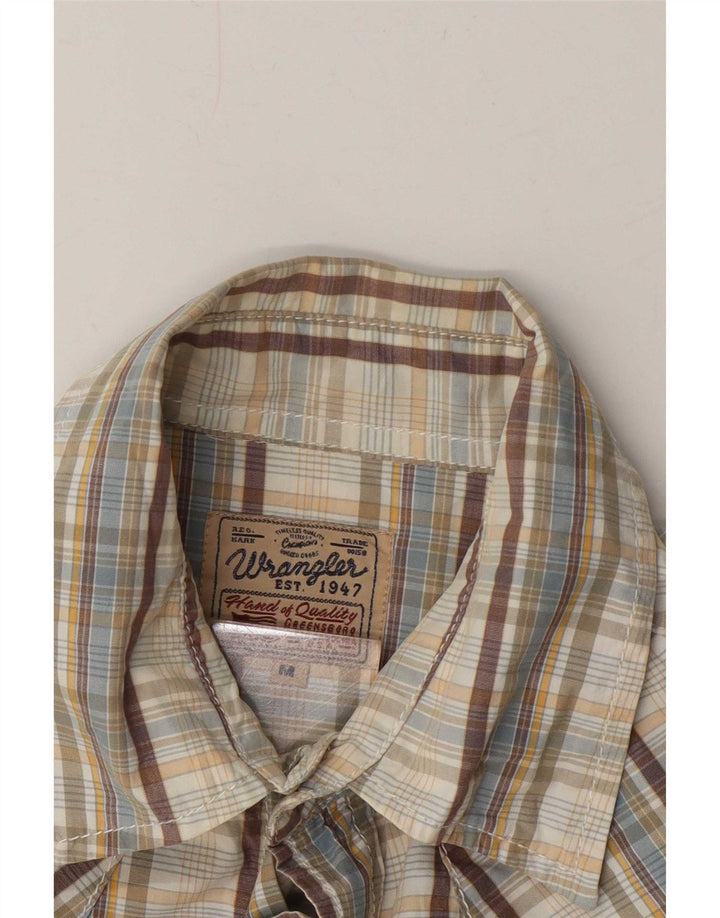 Wrangler Mens Short Sleeve Shirt Medium Beige Check