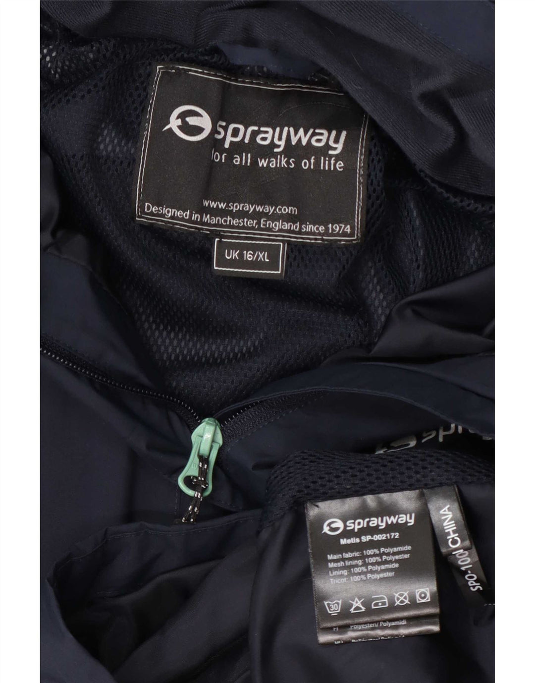 Sprayway Womens Hooded Rain Jacket UK 16 Large Navy Blue Polyamide