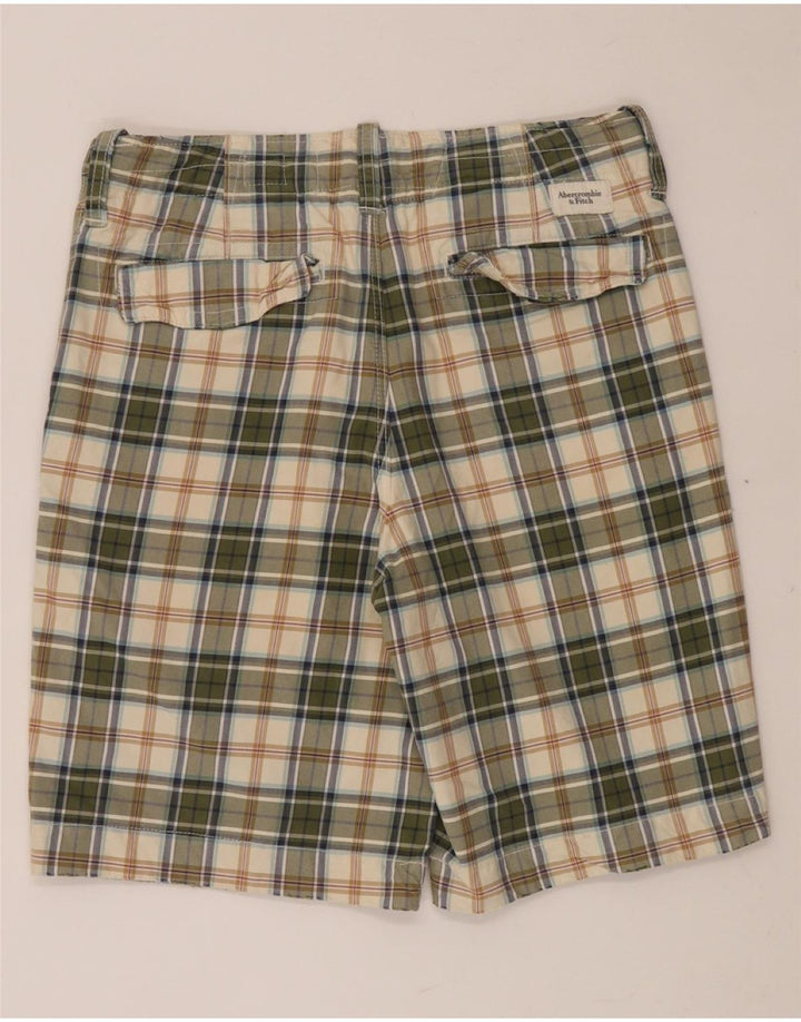 ABERCROMBIE & FITCH Mens Chino Shorts W30 Medium Beige Check Cotton