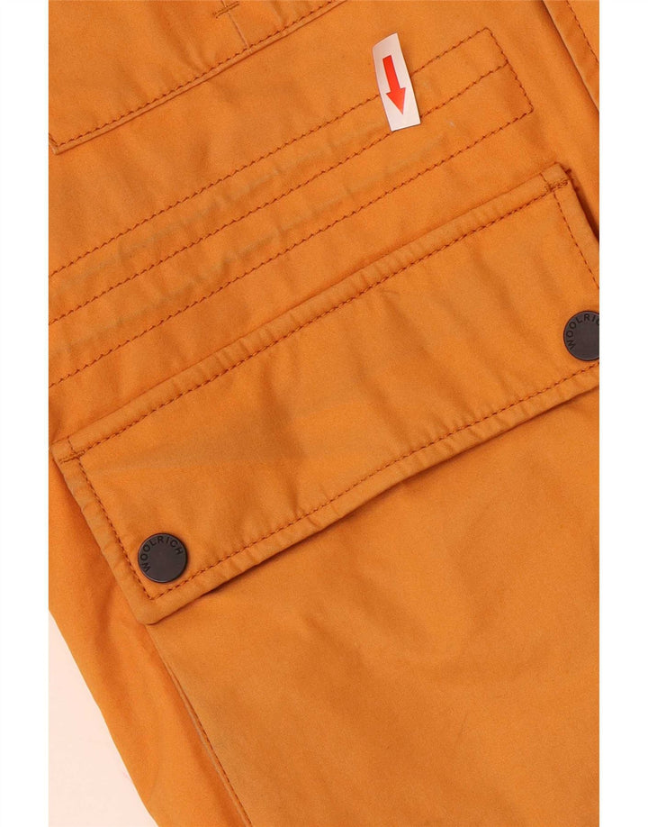 Woolrich Mens Hooded Utility Jacket UK 38 Medium Orange Cotton