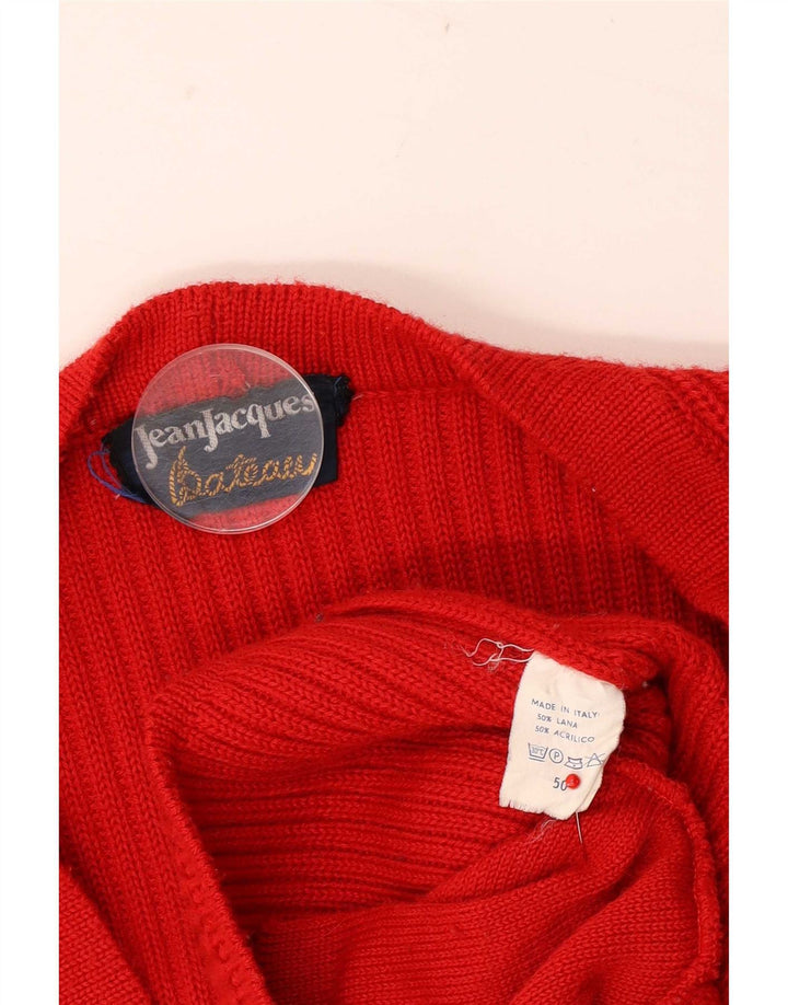 Jean Jacques Mens Cardigan Sweater IT 50 Medium Red Wool