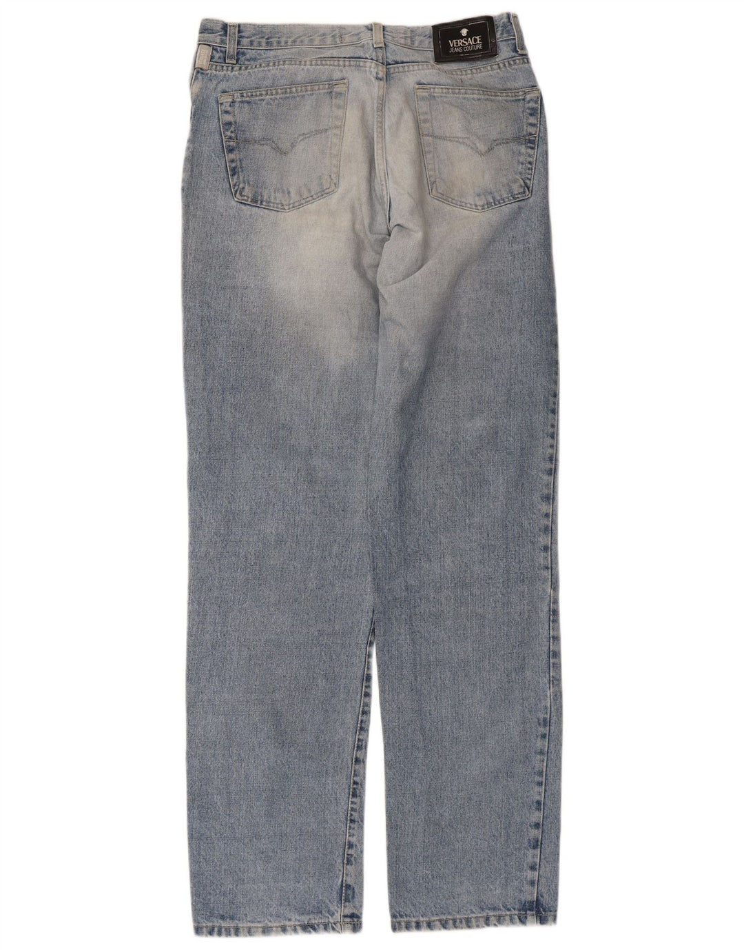 VERSACE Mens Distressed Straight Jeans W34 L33 Blue Cotton