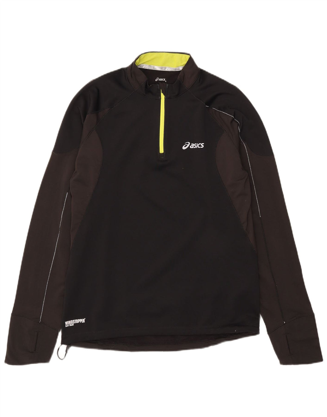 Asics Mens Zip Neck Pullover Tracksuit Top Large Black Colourblock