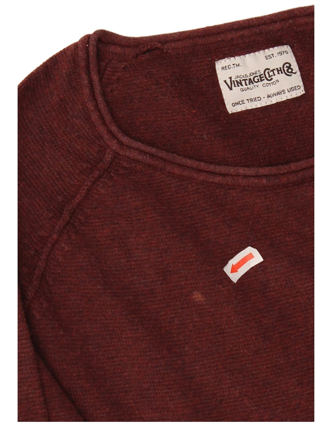 Jack & Jones Mens Crew Neck Jumper Sweater Medium Burgundy Cotton