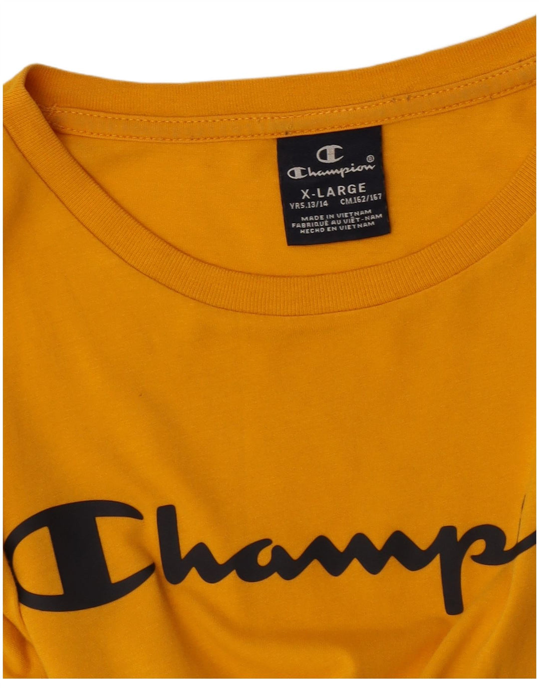 CHAMPION Girls Graphic T-Shirt Top 13-14 Years XL Yellow