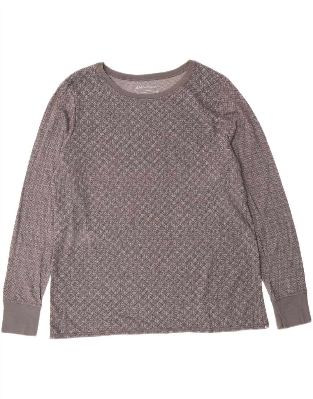 Eddie Bauer Womens Top Long Sleeve UK 20 2XL Grey Geometric Cotton