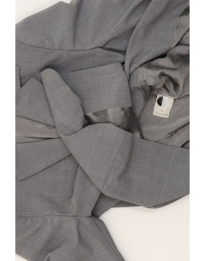 PYRAMID Womens 4 Button Blazer Jacket UK 12 Medium Grey Polyester Vintage Pyramid and Second-Hand Pyramid from Messina Hembry 
