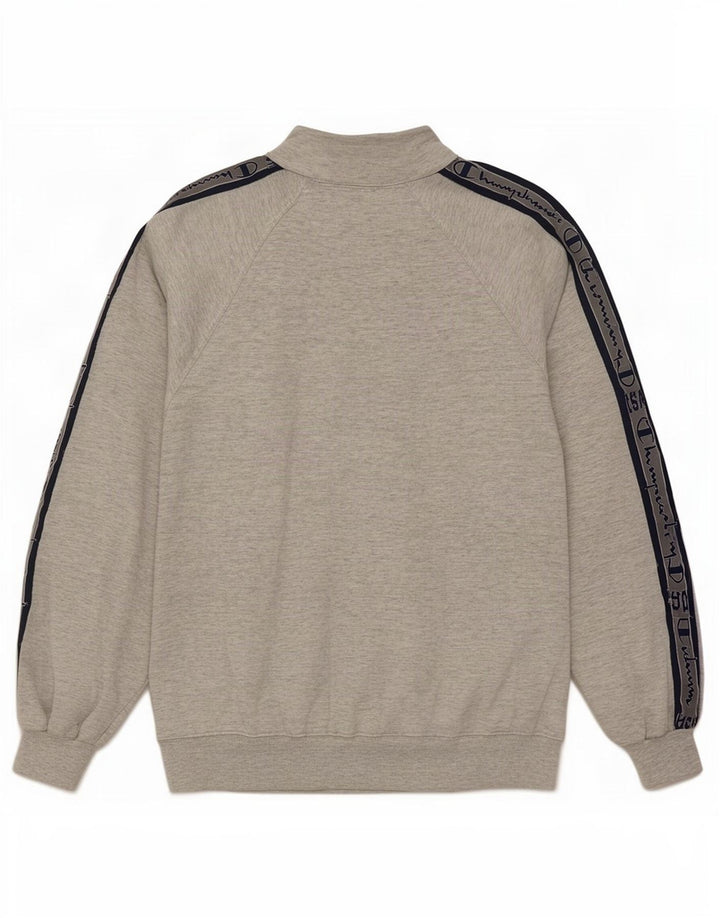 Champion Mens Graphic Zip Neck Sweatshirt Jumper Medium Grey Colourblock